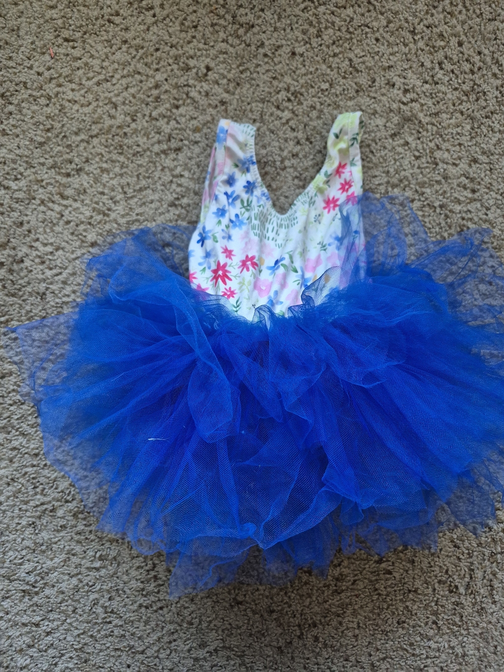 Girls Floral Bodice Royal Blue Tulle Tutu Costume